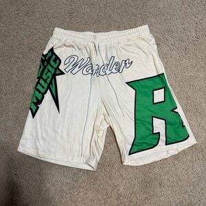Wander Men's White and Green Athletic Shorts